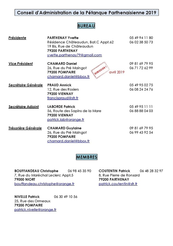 Conseil d'Administration