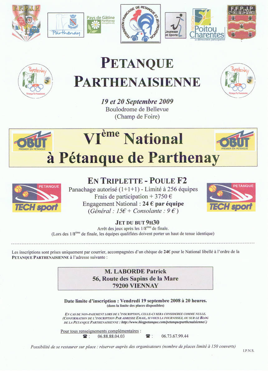 VIème National à Pétanque de Parthenay