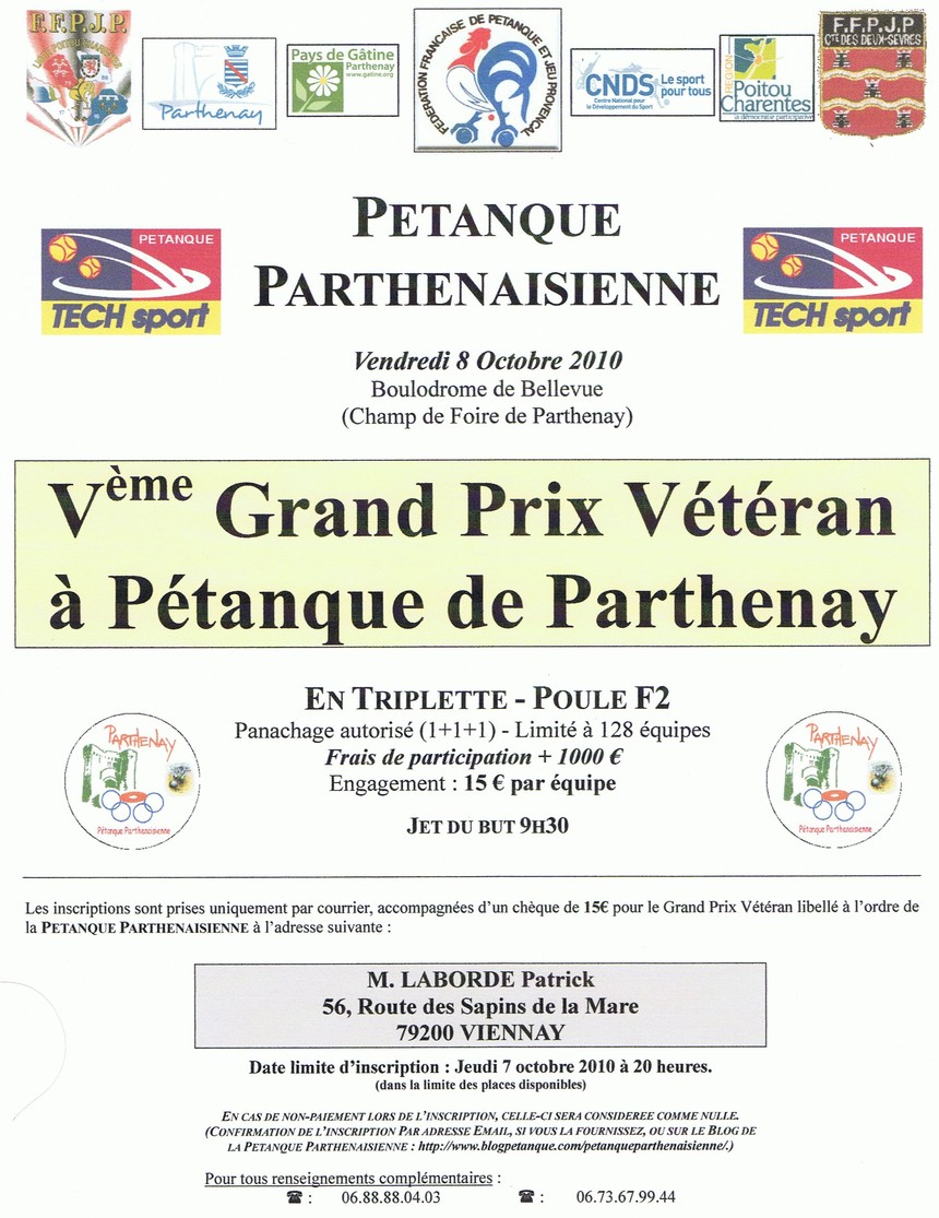 Vème Grand Prix Triplette Vétéran de Parthenay