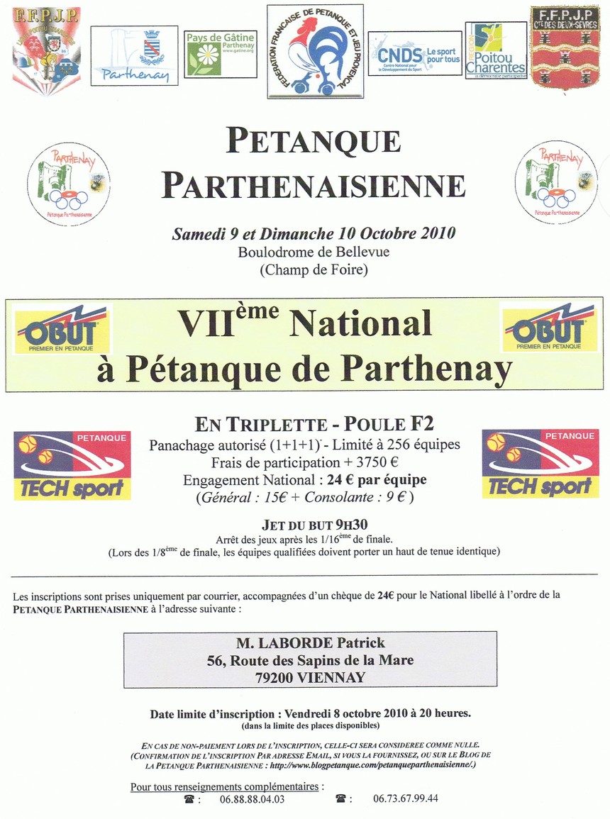 VIIème National à pétanque de Parthenay