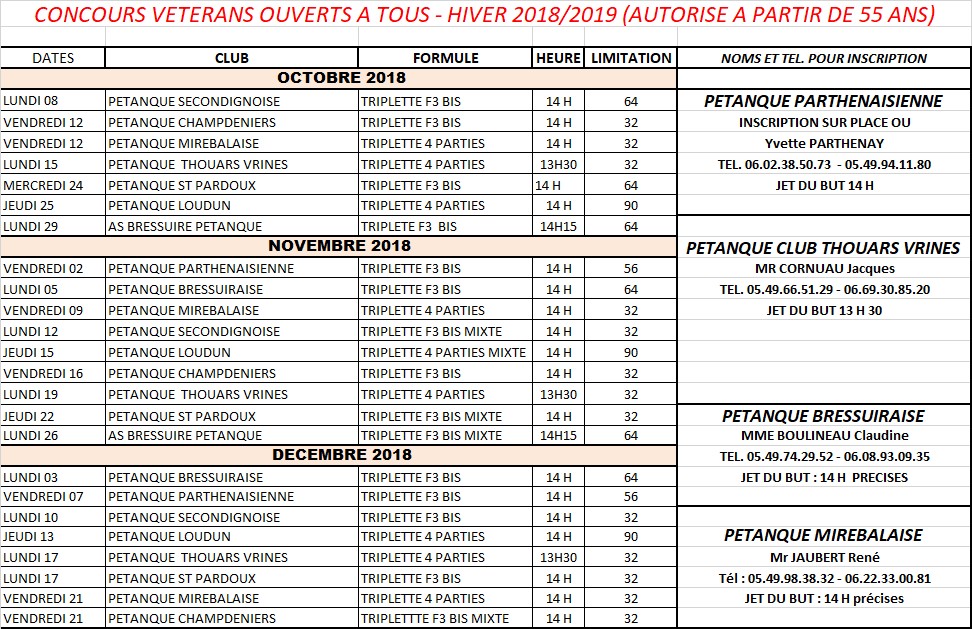 Concours Hiver 2018-2019 Concours Hiver 2018-2019