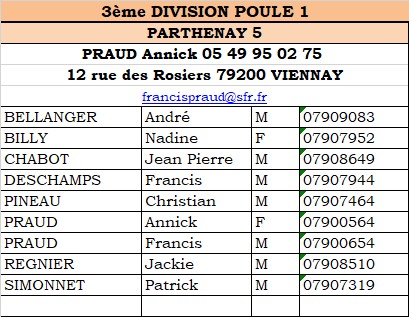 Parthenay Equipe 5 Vétéran