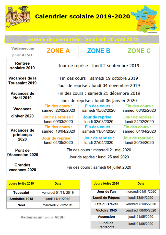 Calendrier Scolaire Calendrier Scolaire
