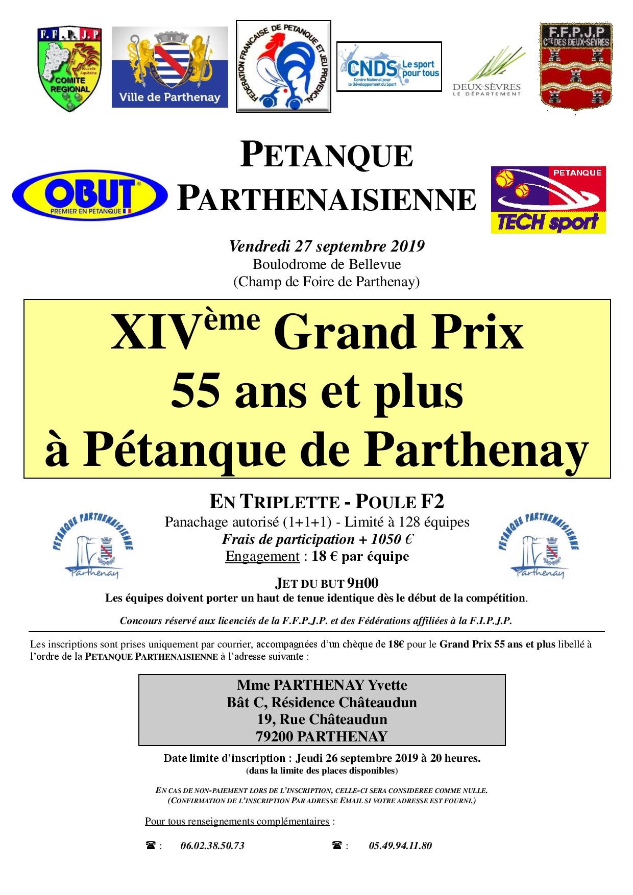 XIV Grand Prix 55 ans et plus à pétanque de Parthenay XIV Grand Prix 55 ans et plus à pétanque de Parthenay