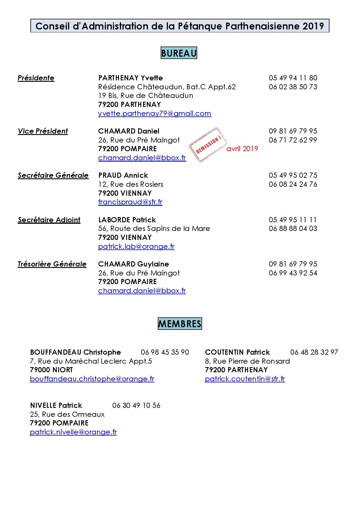 Conseil d'Administration Conseil d'Administration