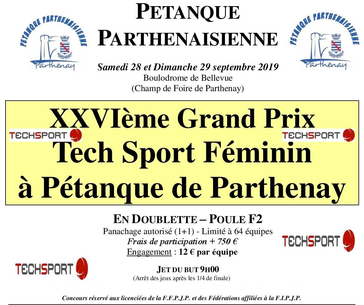 XXVIème Grand Prix Doublette Féminin TechSport à pétanque de Parthenay
