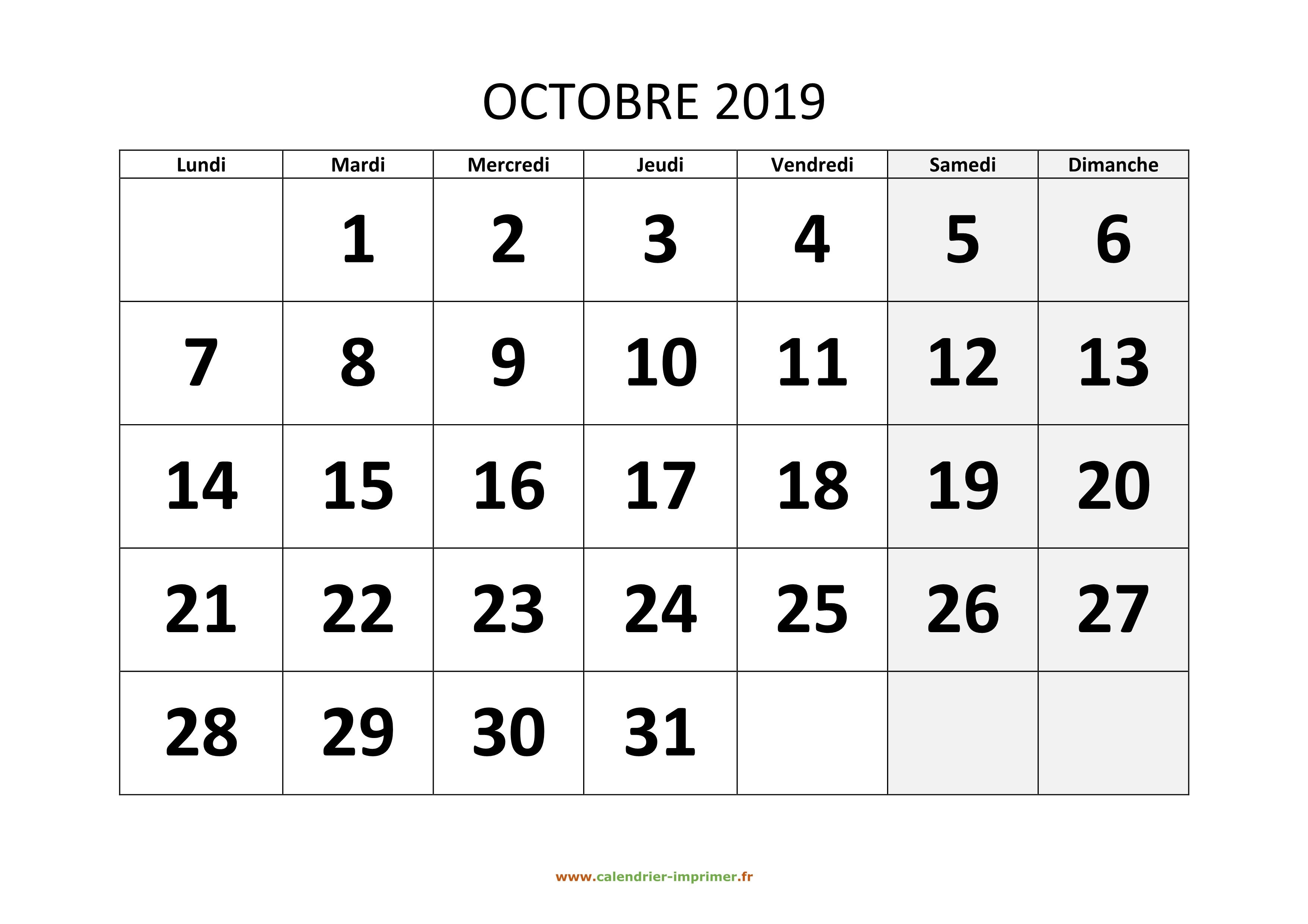 Calendrier Hiver 2019-2020 - Octobre 2019 Calendrier Hiver 2019-2020 - Octobre 2019