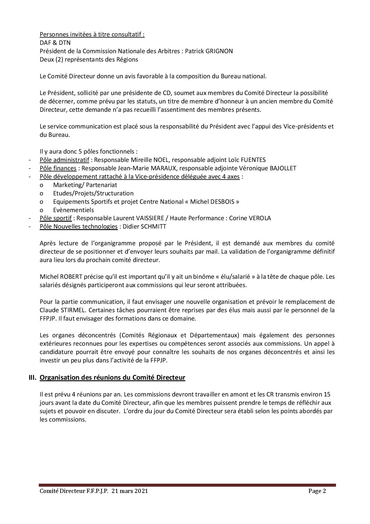 CR Comité Directeur CR Comité Directeur