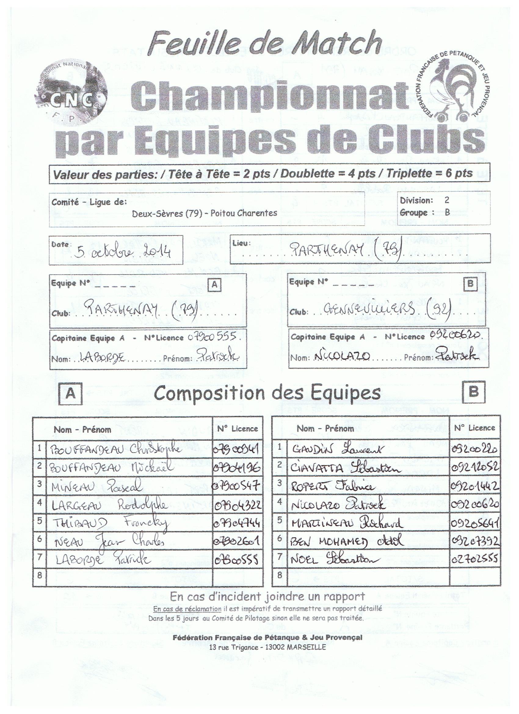 Parthenay (79) - Gennevilliers (92) Parthenay (79) - Gennevilliers (92)