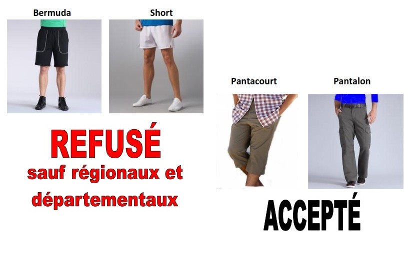 Règlementation : les tenues Règlementation : les tenues