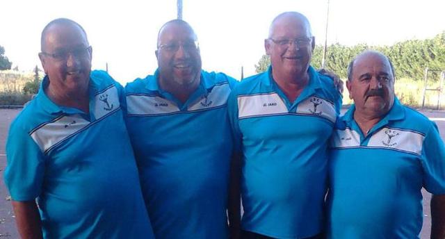 Thierry Goichon, Patrick Laborde, Philippe Guilloteau et François Richard : une quadrette en route vers le championnat de France de boule lyonnaise.