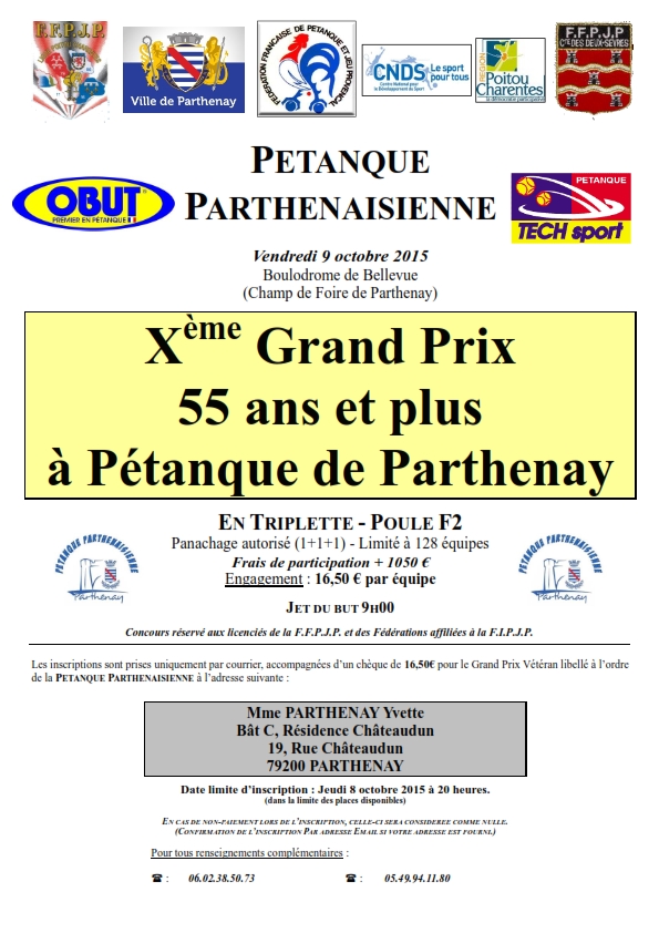 Xème Grand Prix Triplette 55 ans et plus