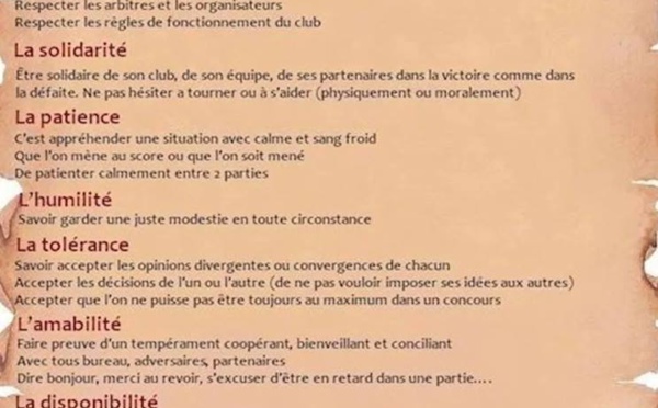 La charte du joueur de pétanque