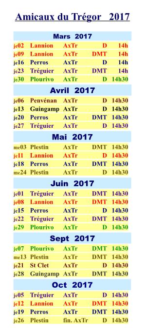 CALENDRIER 2017
