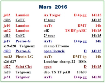 CALENDRIER TRÉGOR 2016