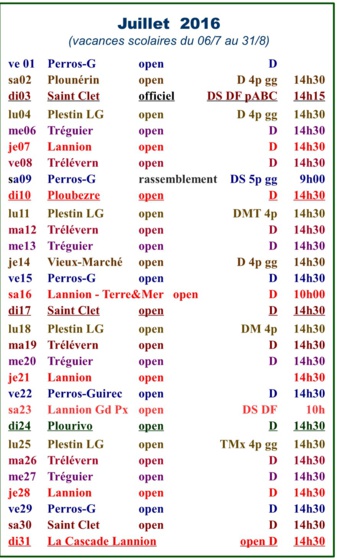 CALENDRIER TRÉGOR 2016