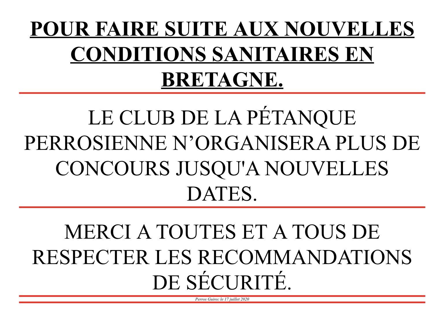 Communiqué du bureau