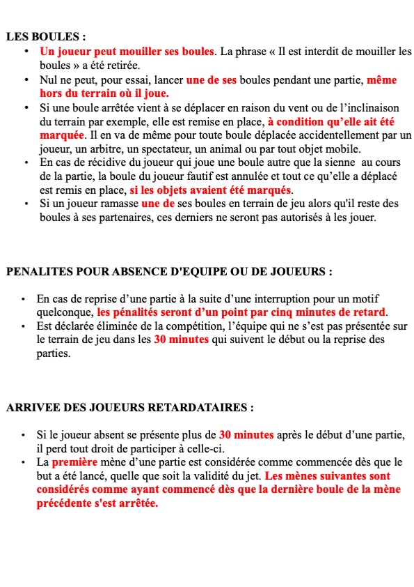 Modifications du règlement 2021 Modifications du règlement 2021