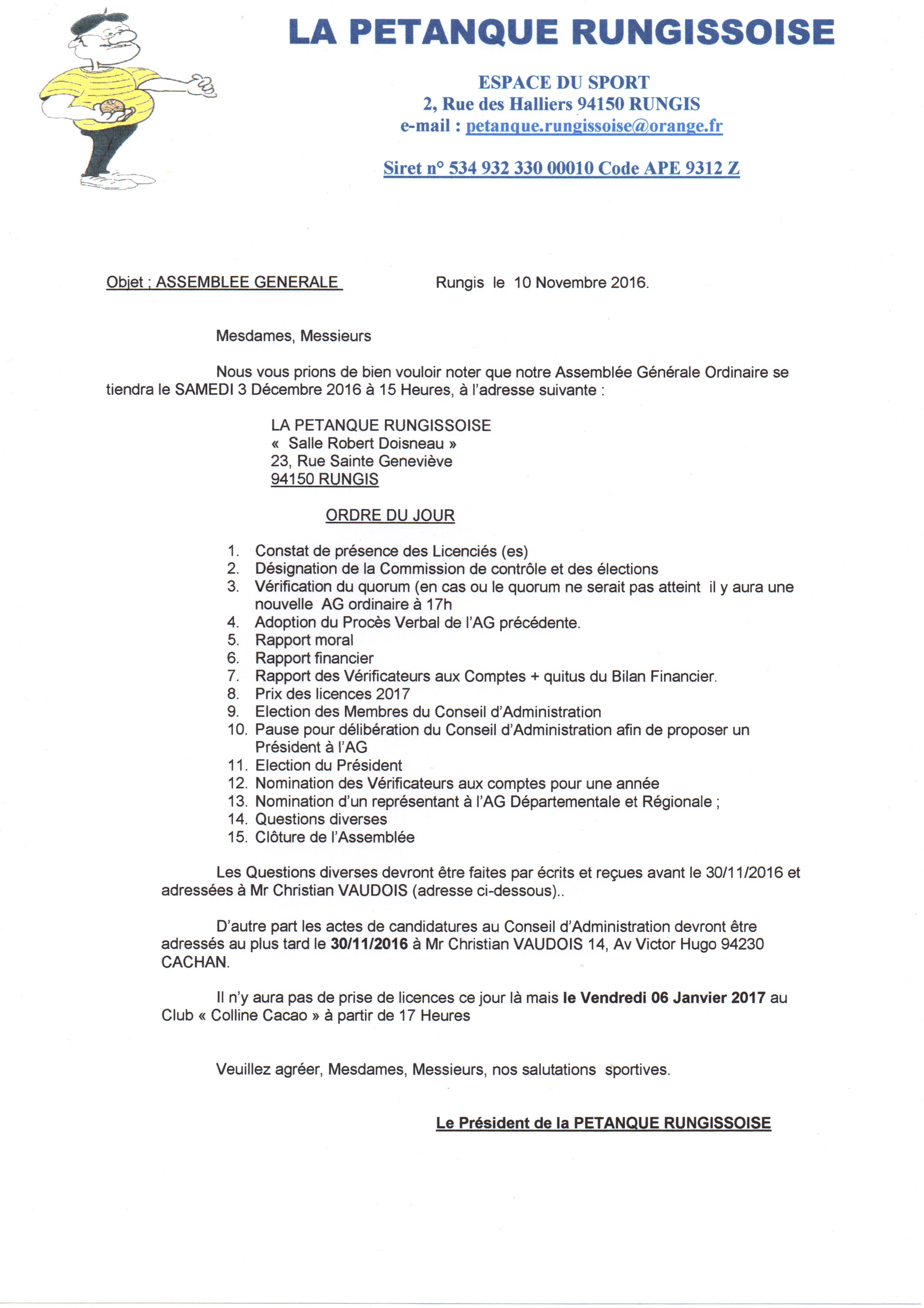 ASSEMBLEE GENERALE 2016 ASSEMBLEE GENERALE 2016