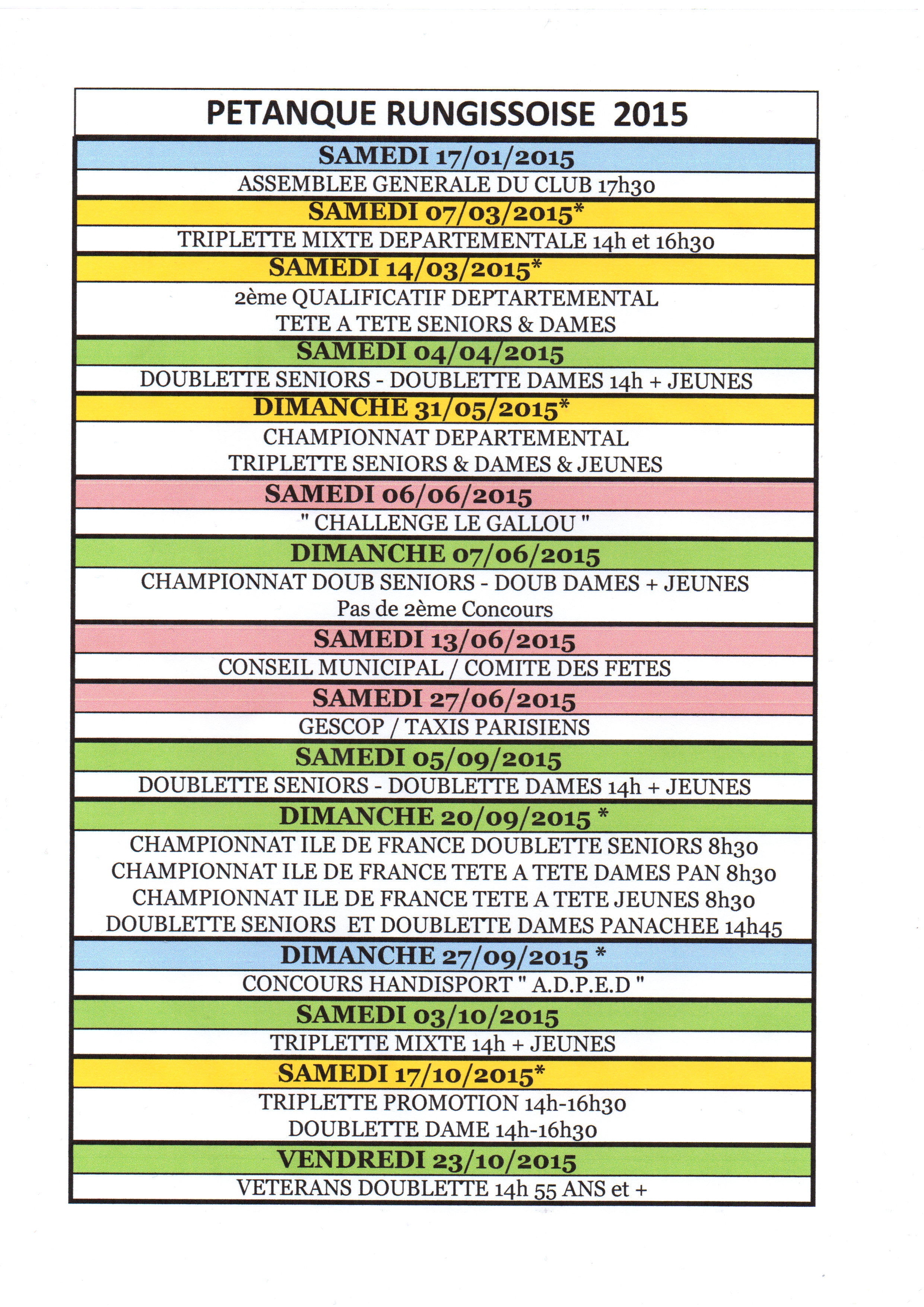 CONCOURS AUX CLUB 2015