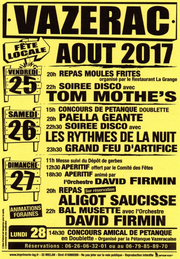 Ce weekend à Vazerac.