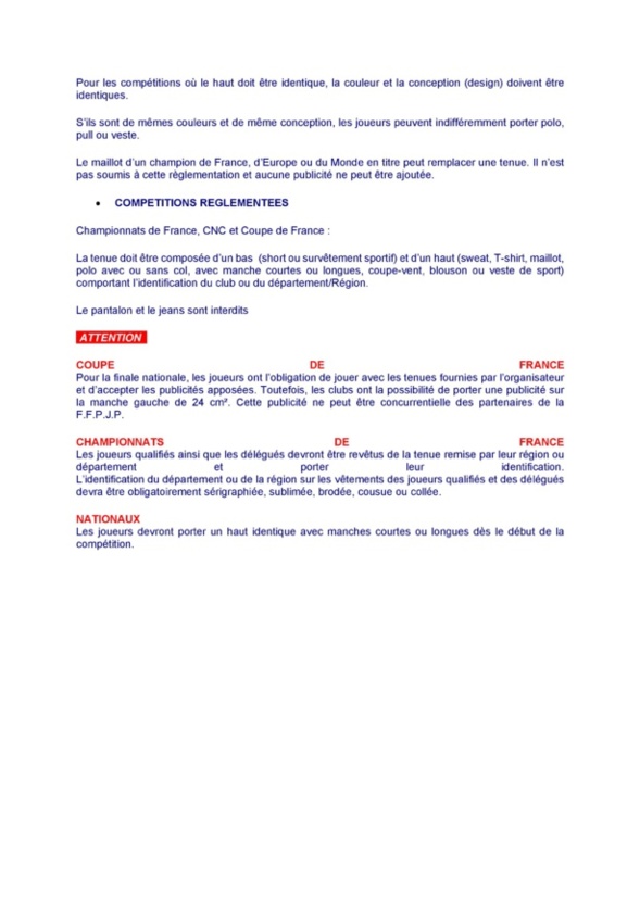 Réglement tenue. Réglement tenue.