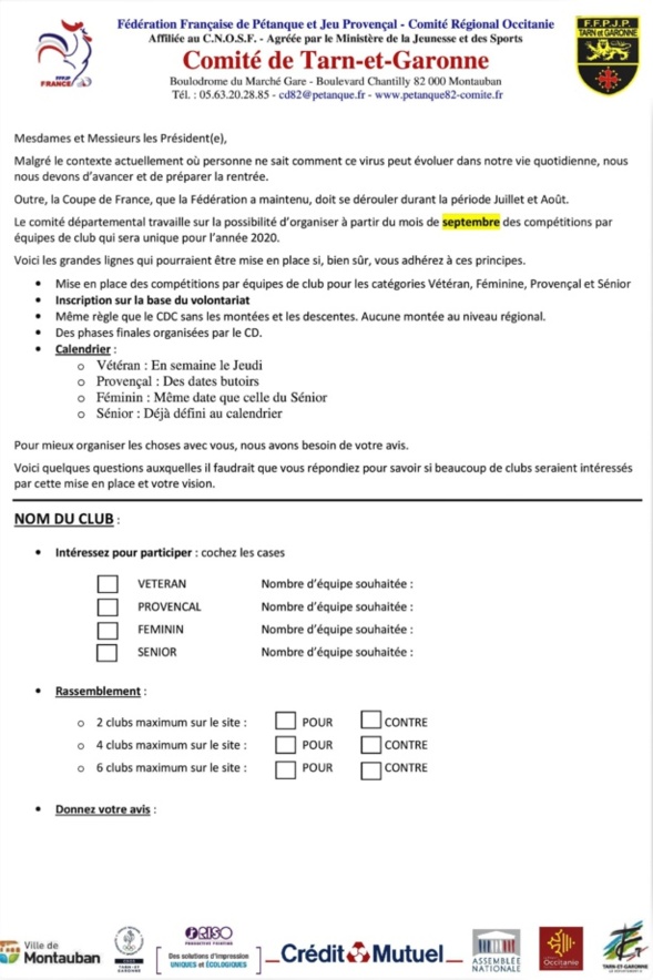 Sondage du CD82. Sondage du CD82.
