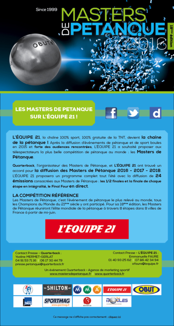 Diffusion tv des master 2016 Diffusion tv des master 2016