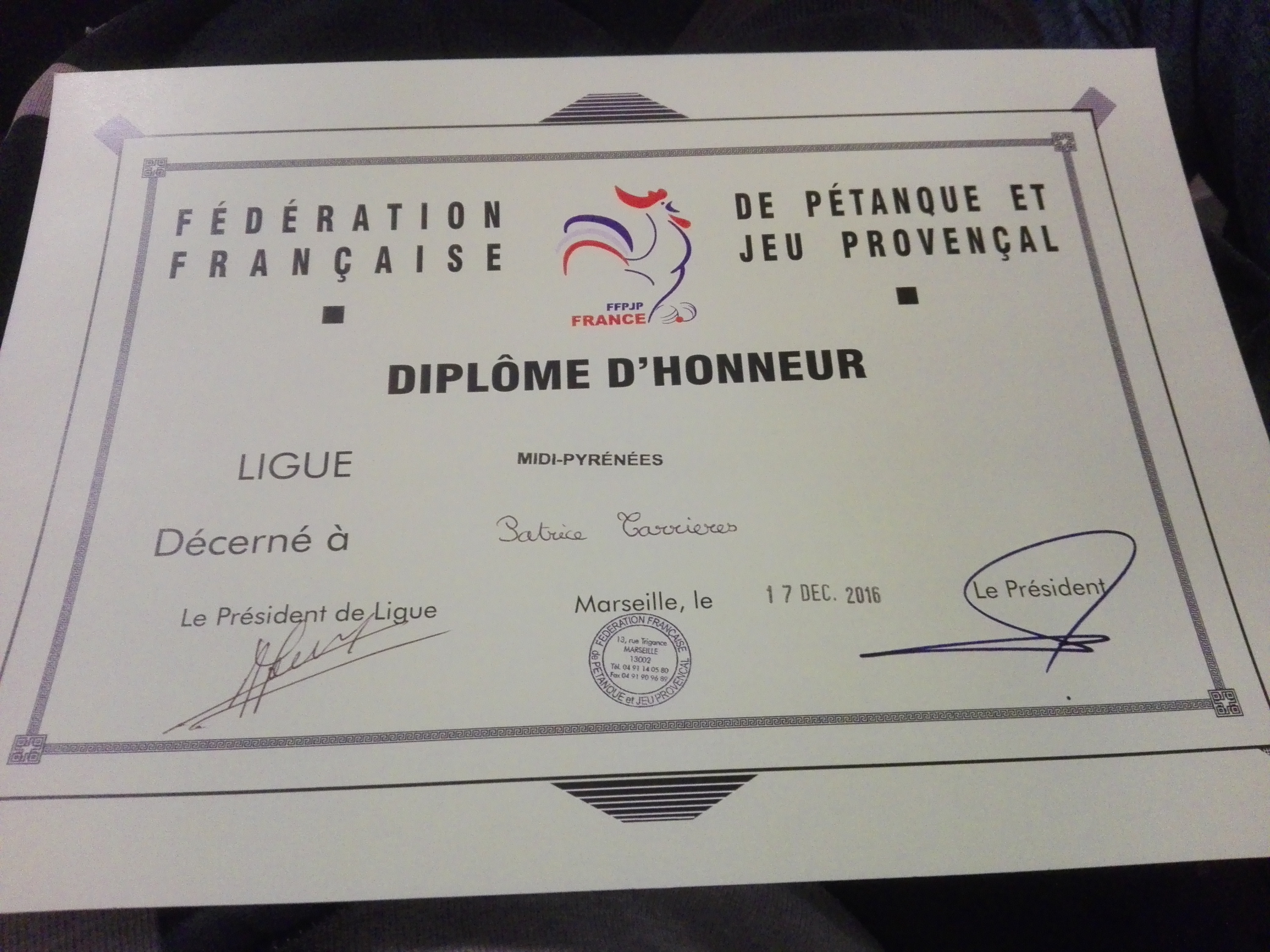 Le président à l'honneur lors du congrès départemental.
