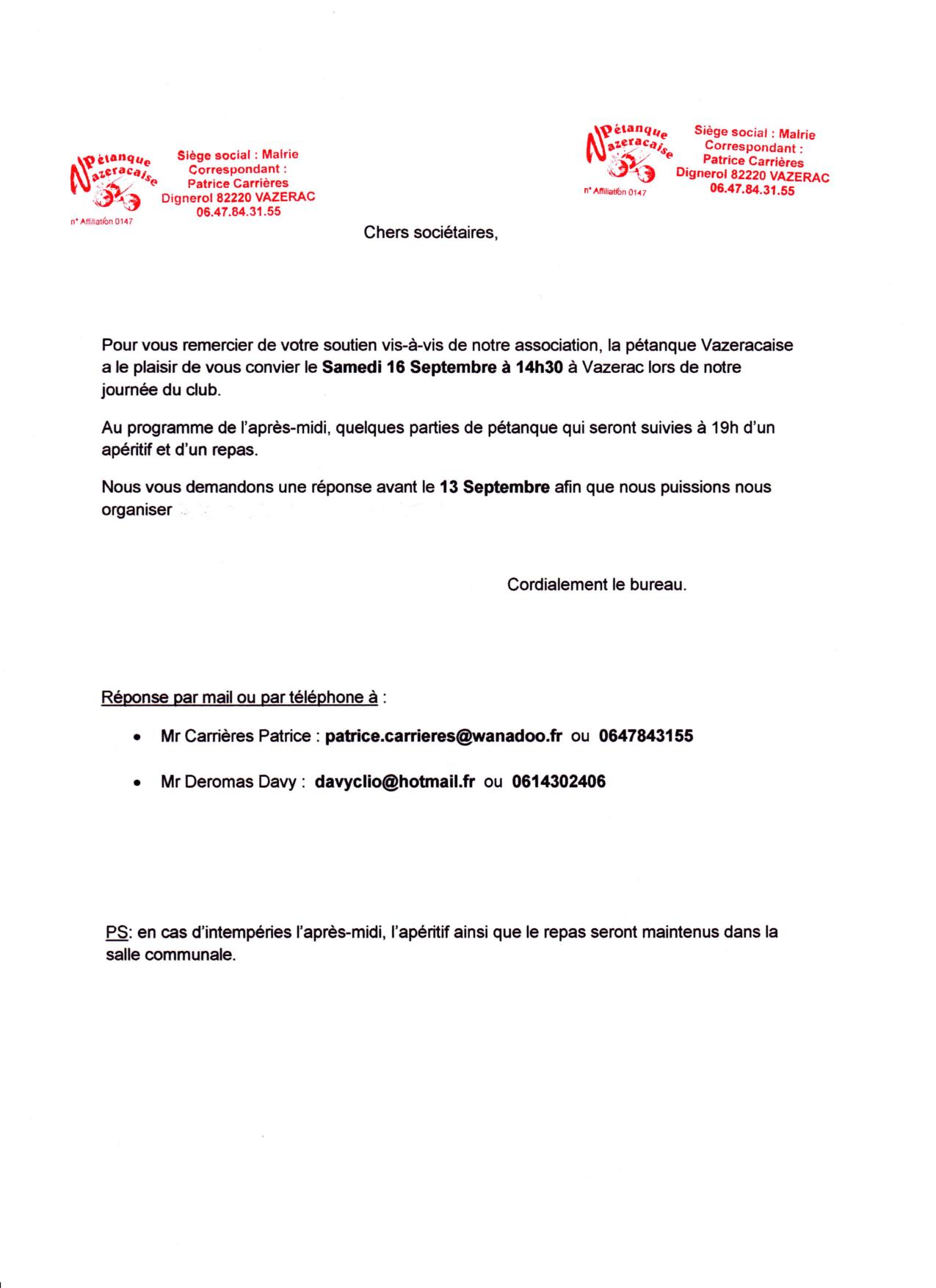 Journée du club. Journée du club.