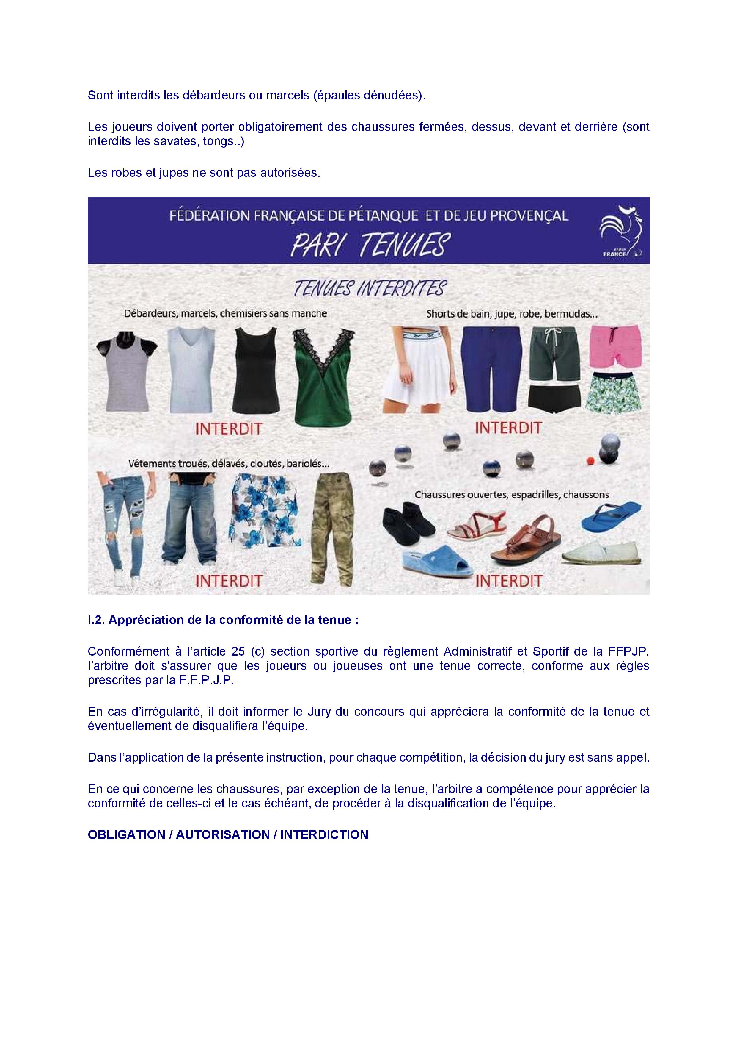 Réglement tenue. Réglement tenue.