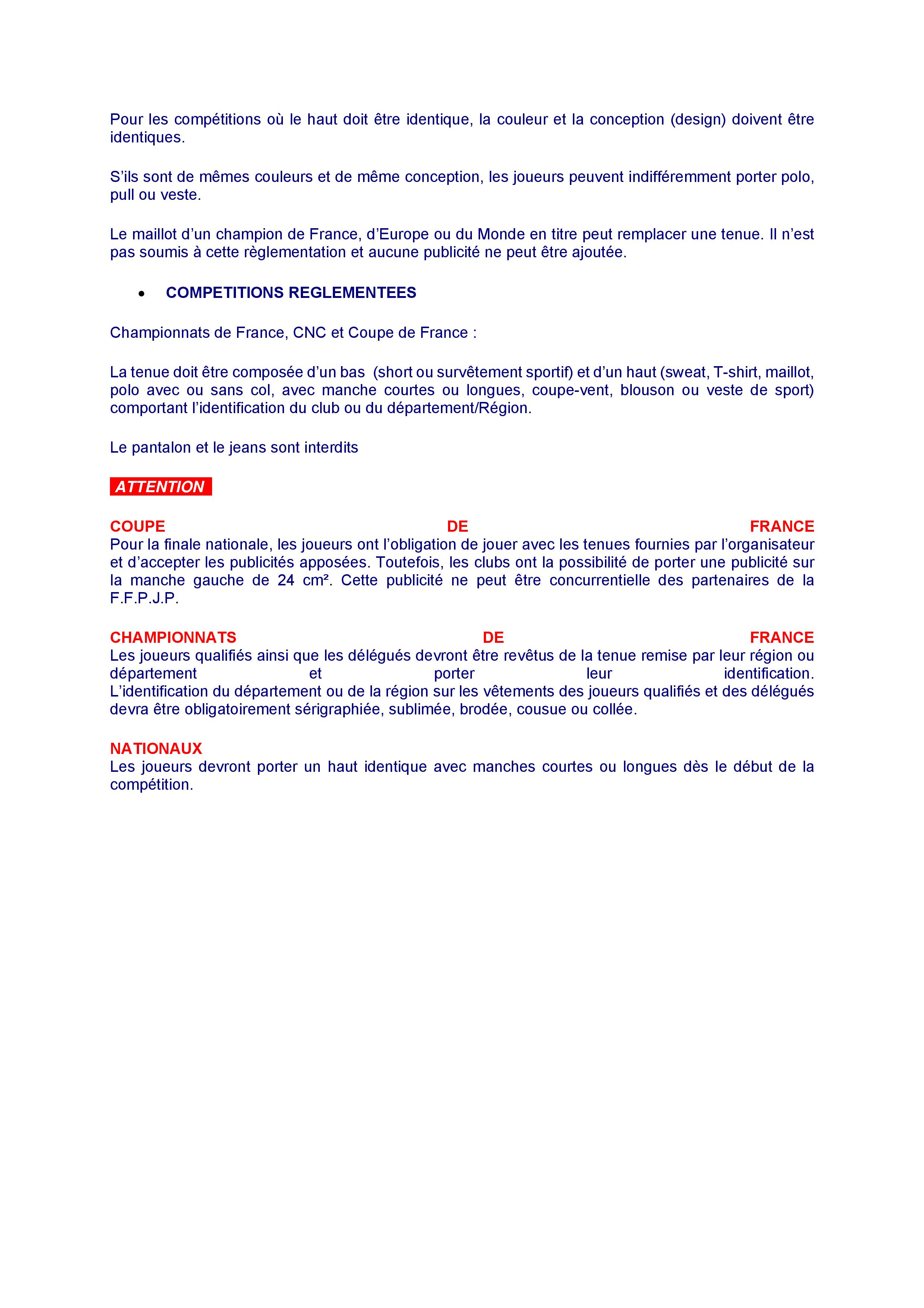 Réglement tenue. Réglement tenue.