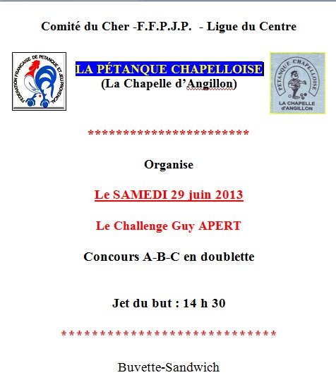 Challenge "APERT" Samedi 29 Juin
