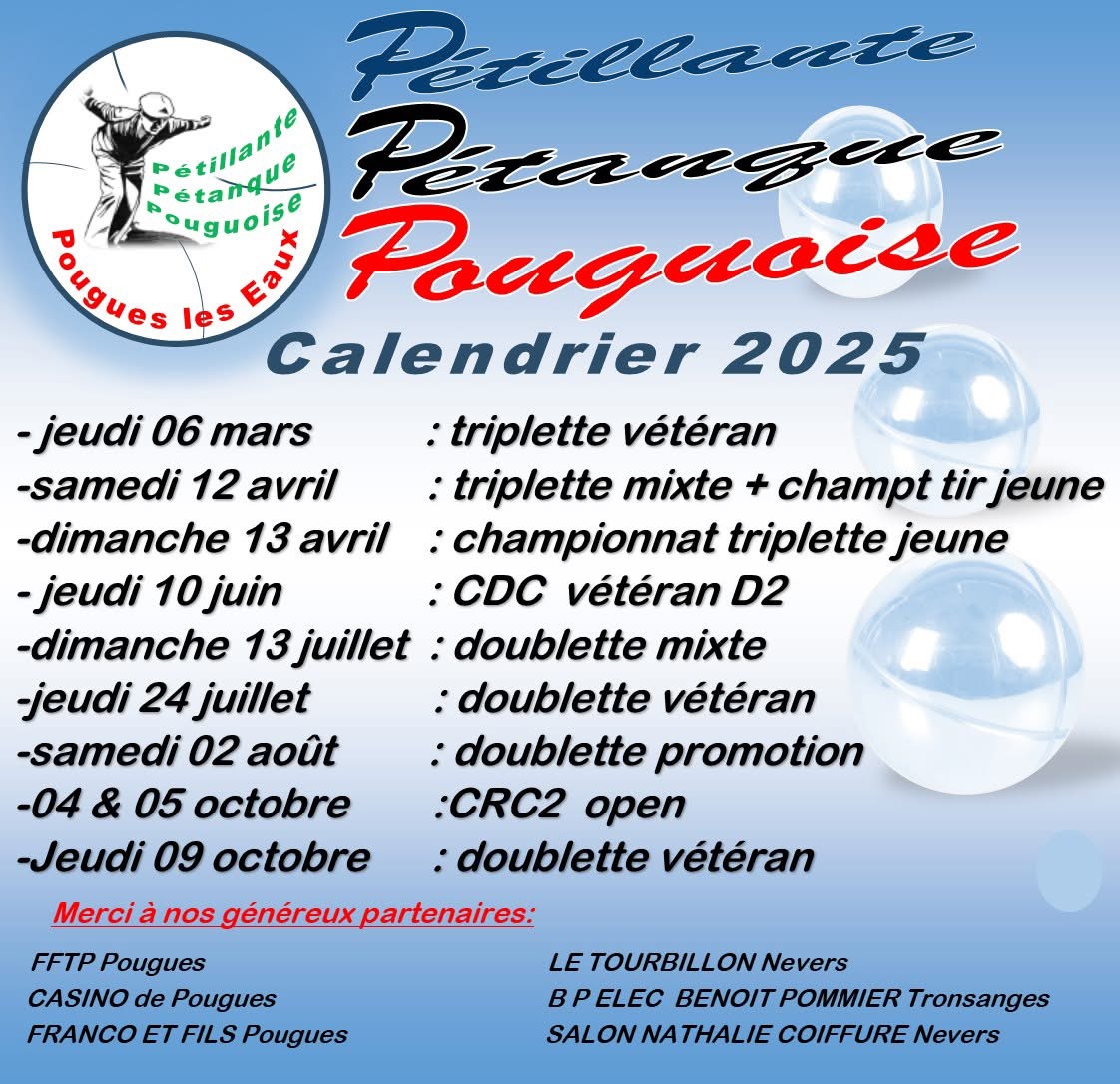 Calendrier Pétillante Pouguoise 2023