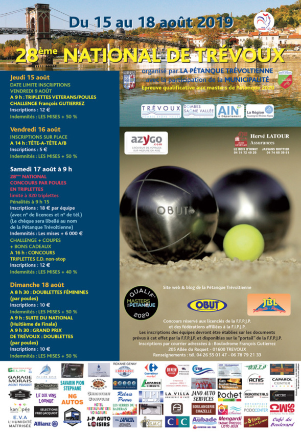28ème NATIONAL de TREVOUX 15 - 18 août 2019 28ème NATIONAL de TREVOUX 15 - 18 août 2019