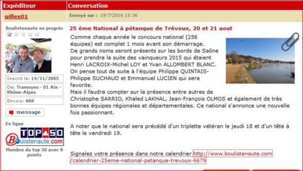 Inscriptions National et  Régional Trévoux .