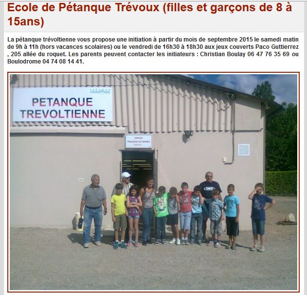 Vendredi avec école de Pétanque.