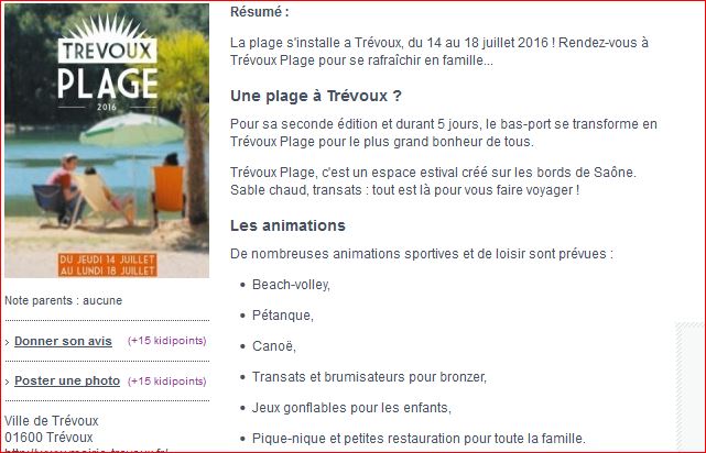 Pétanque trévoltienne : Trévoux plage  . Pétanque trévoltienne : Trévoux plage  .