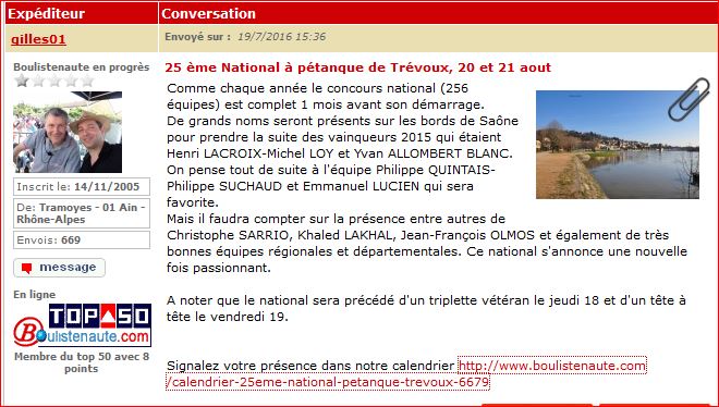 Inscriptions National et  Régional Trévoux . Inscriptions National et  Régional Trévoux .