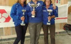 Patricia Boissière, Myriam Savignac et Simoes Hélèna des Player's Montalbanais championnes de Tarn-et-Garonne triplette féminin pétanque