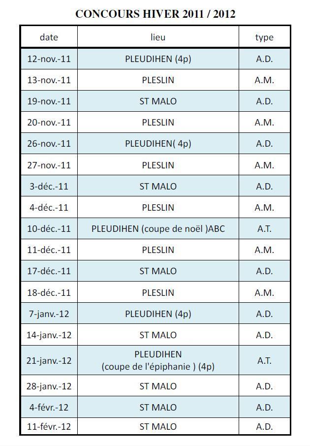 les concours de l'hiver les concours de l'hiver