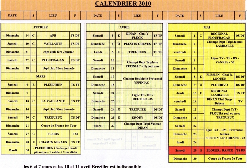 calendrier 2010 calendrier 2010