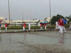 Boulodrome de SINNAMARY sous une pluie battante.