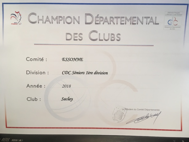 Saclay champion du département en CDC