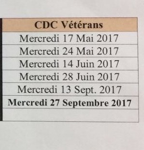 Calendrier 2017 - CDC Vétérans