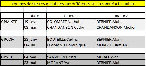 POINTS SUR LES EQUIPES QUALIFIÉES AUX GP DU COMITE POINTS SUR LES EQUIPES QUALIFIÉES AUX GP DU COMITE