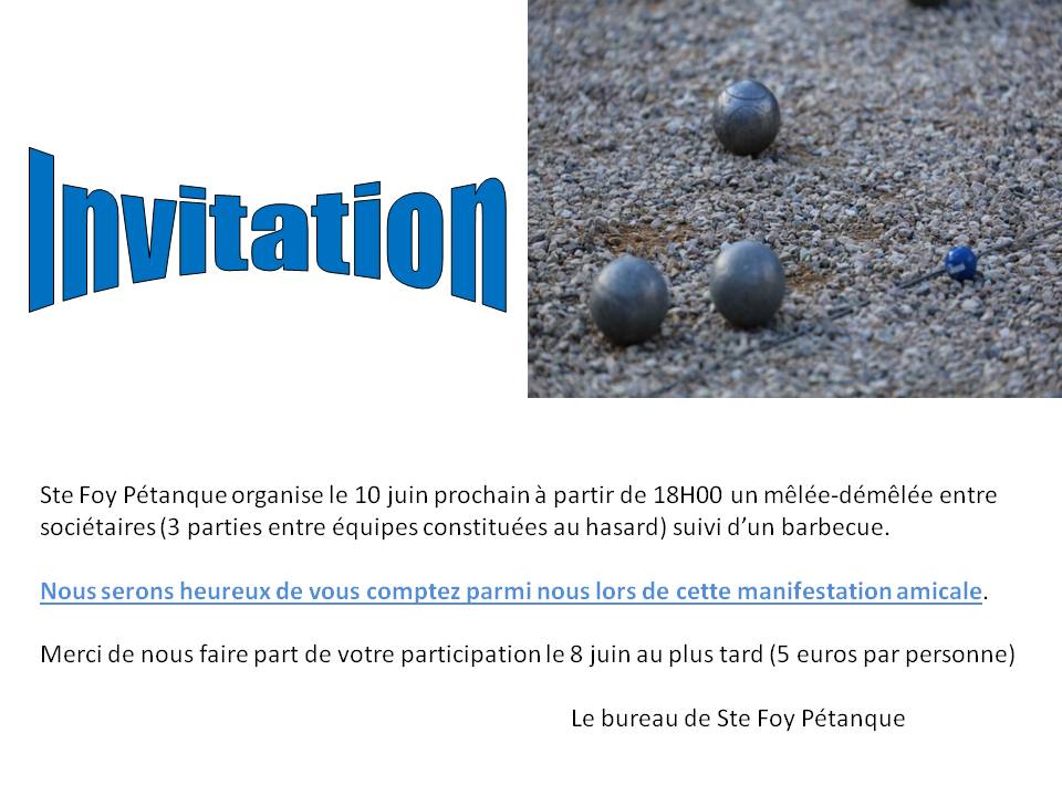 MELEE-DEMELEE DU 10 JUIN 2016 : INSCRIPTIONS
