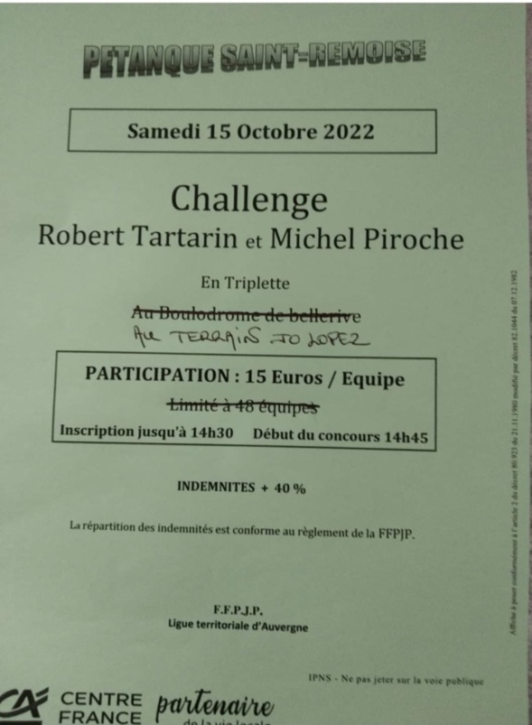 CHALLENGE ROBERT TARTARIN -MICHEL PIROCHE