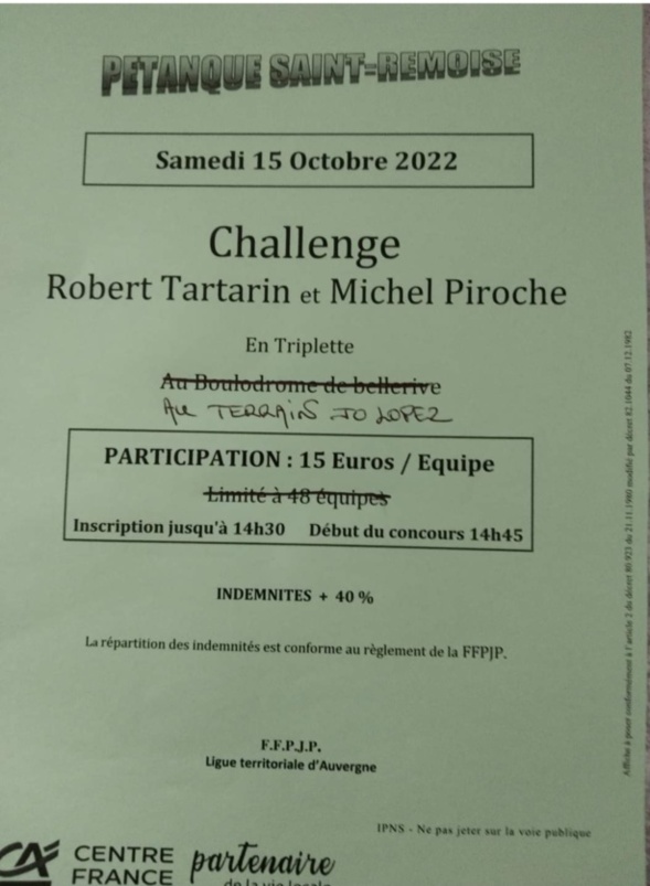 CHALLENGE ROBERT TARTARIN -MICHEL PIROCHE CHALLENGE ROBERT TARTARIN -MICHEL PIROCHE