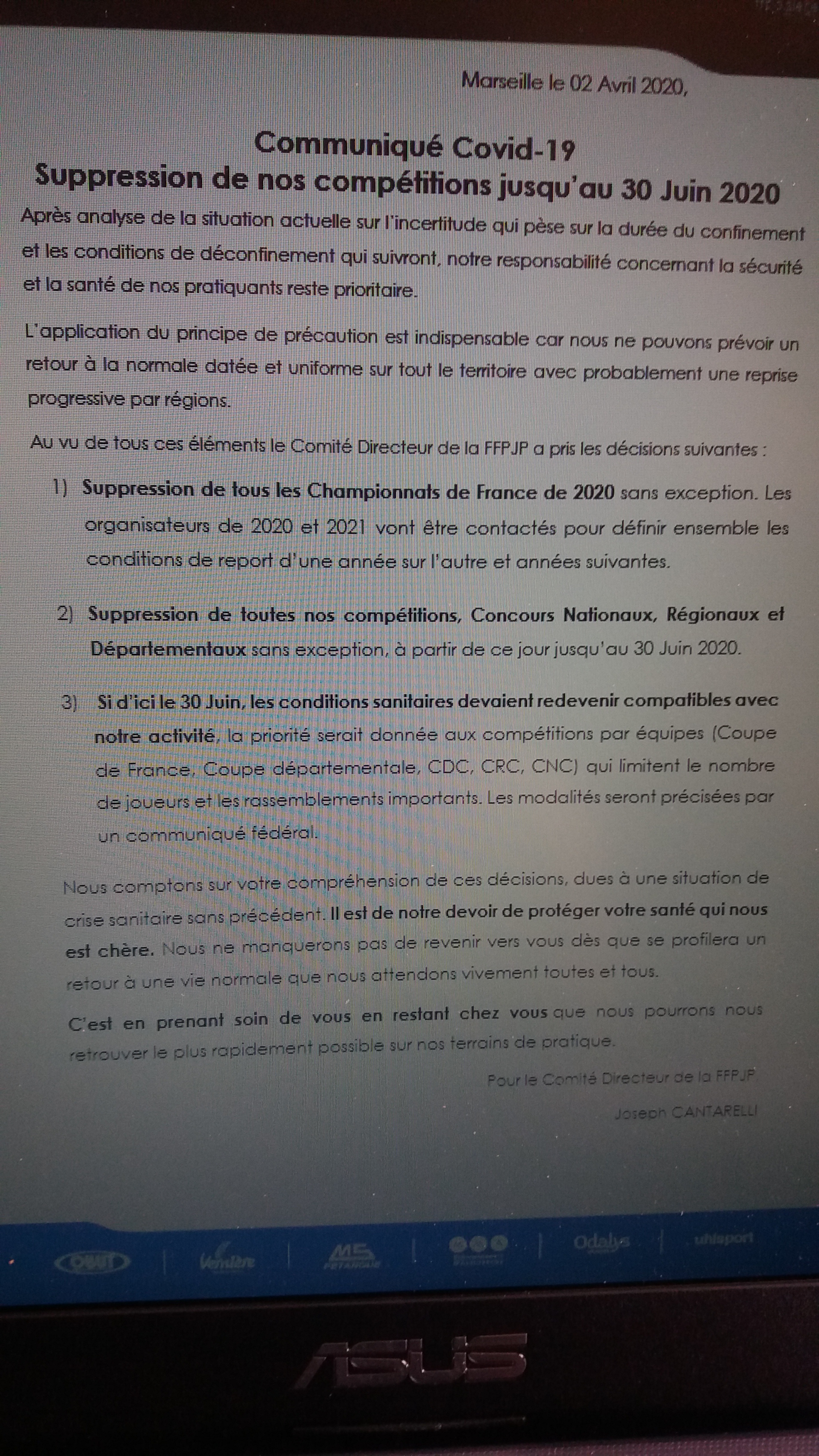 SUPPRESSION DE NOS CONCOURS JUSQU'A FIN SEPTEMBRE SUPPRESSION DE NOS CONCOURS JUSQU'A FIN SEPTEMBRE